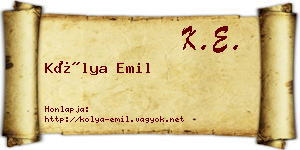 Kólya Emil névjegykártya